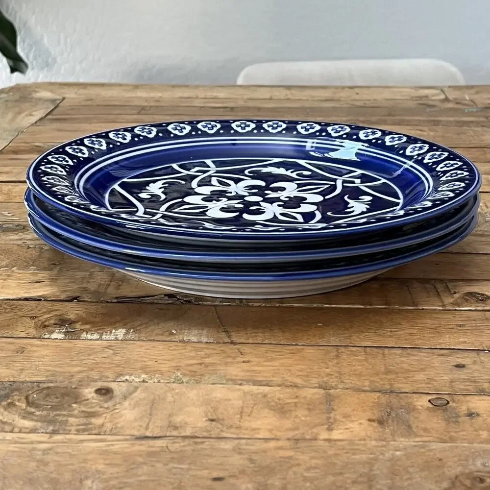 Target Home Catalina Blue Medallion 11” Porcelain Dinner Plates Set Of 3